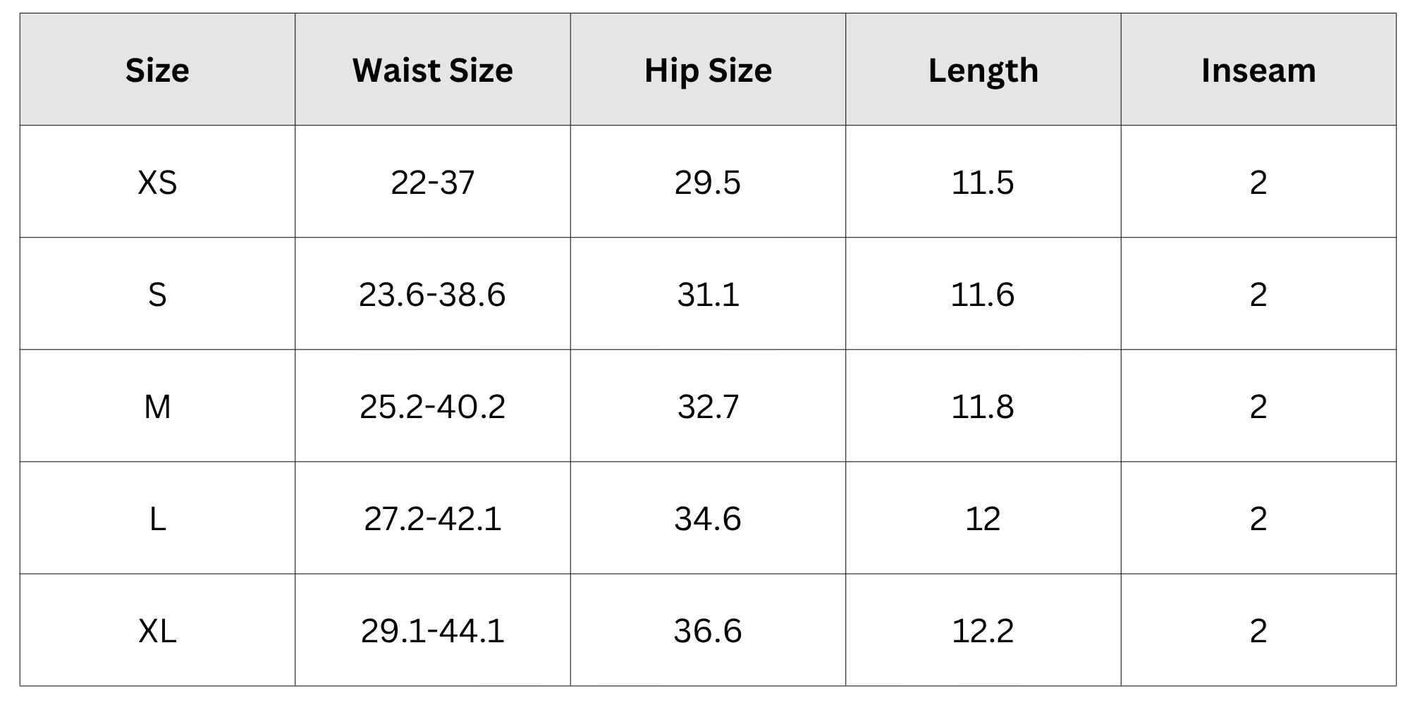 Size Chart