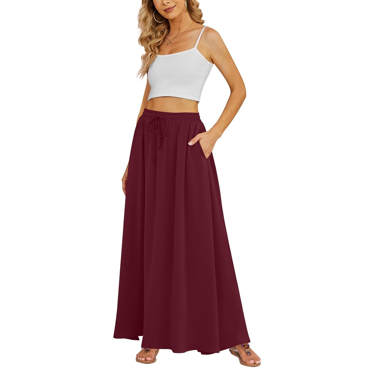Casual Long Pleated Flowing Skirt For Women