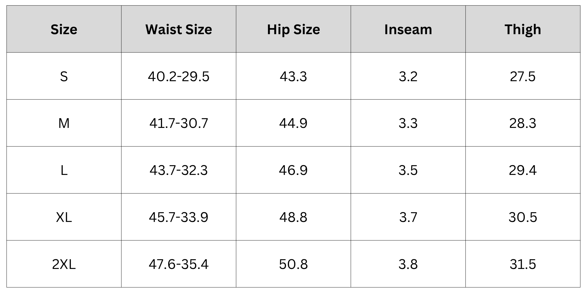 Size Chart
