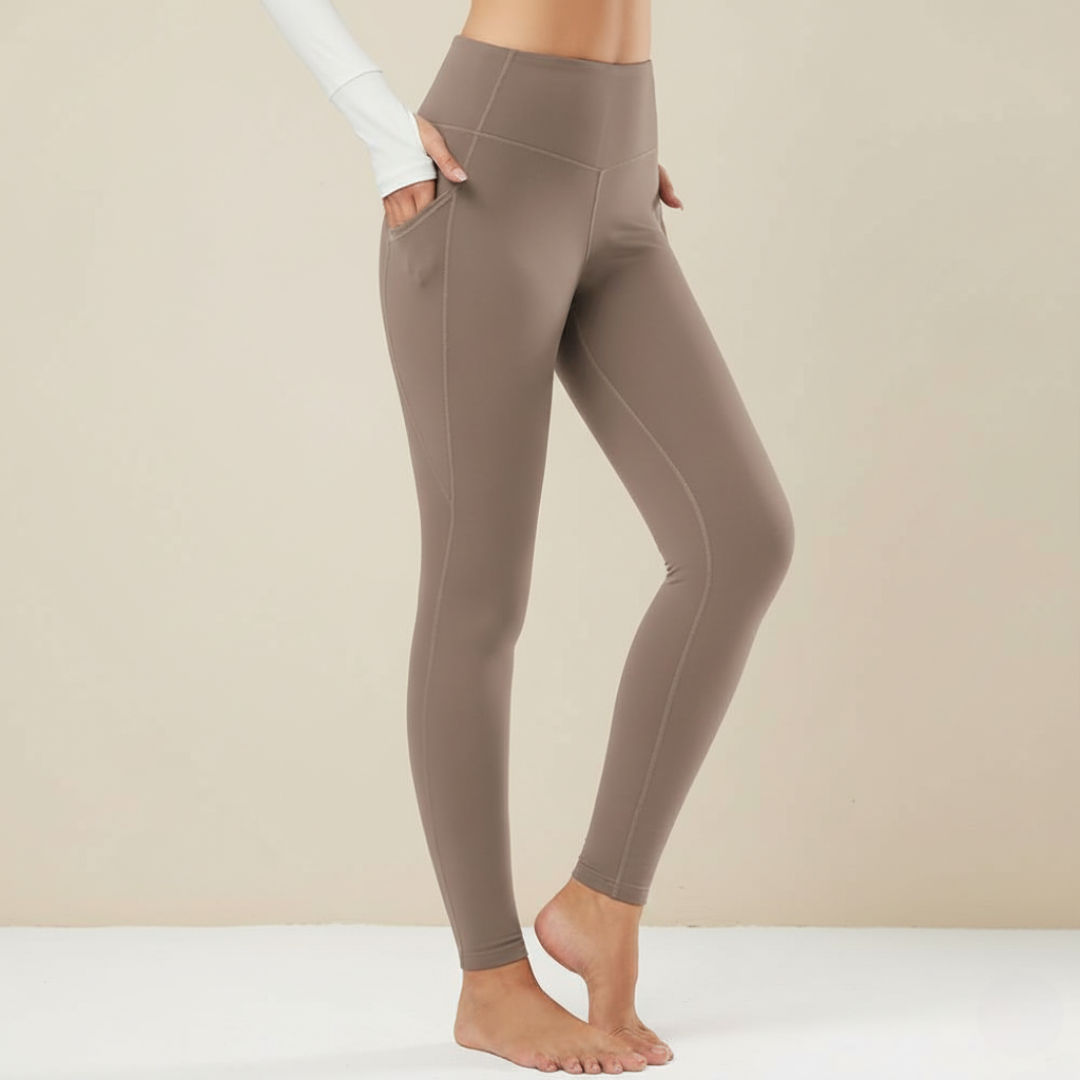 Warm Fleece Lined Yoga Pants With 3 Pockets For Winter Workouts
