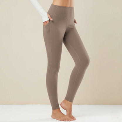 Warm Fleece Lined Yoga Pants With 3 Pockets For Winter Workouts