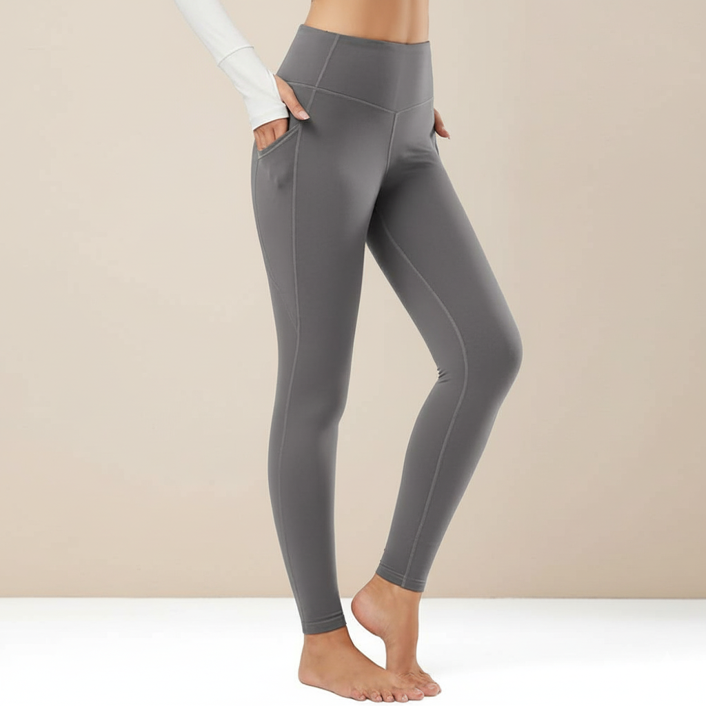 Warm Fleece Lined Yoga Pants With 3 Pockets For Winter Workouts