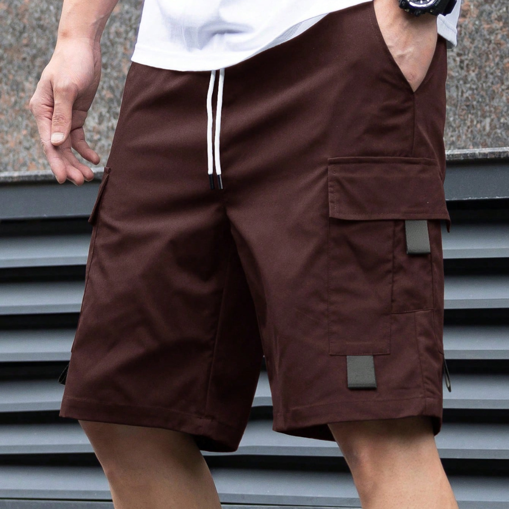 Solid Color Casual Loose Drawstring Shorts