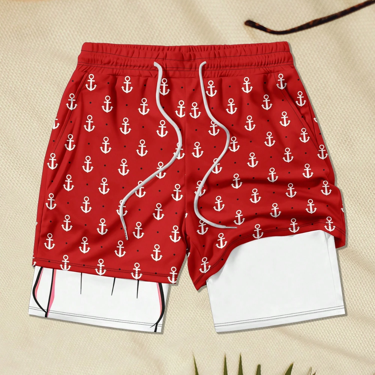 Summer Casual Printed Drawstring Beach Shorts For Men
