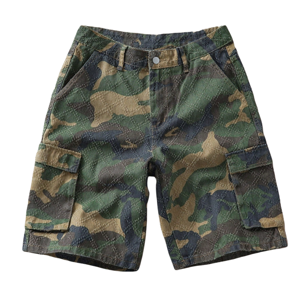 Casual And Camouflage Print Denim Cargo Shorts