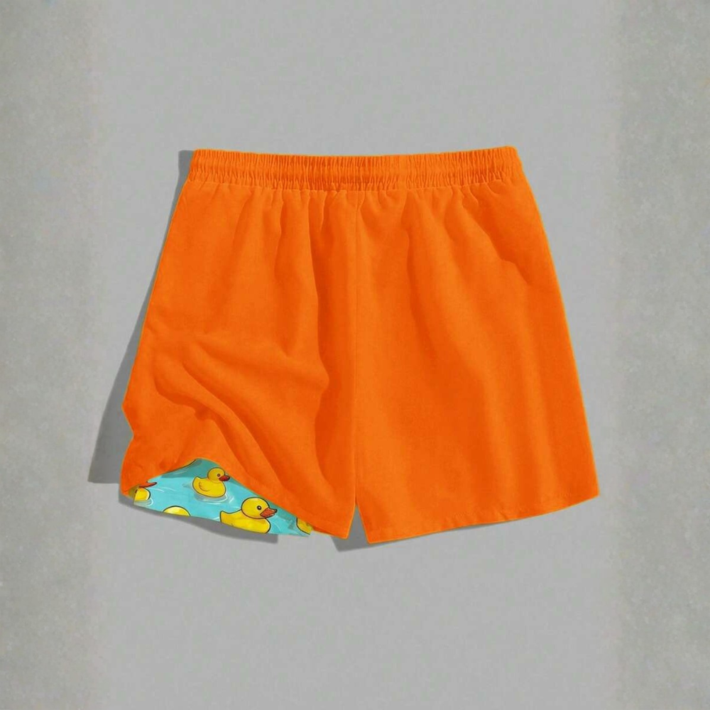 2 In 1 Cartoon Print Comfortable Beach Shorts