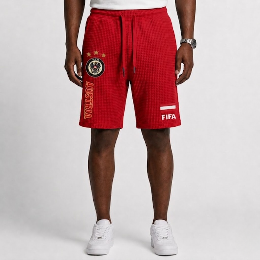 FIFA 2026 Austria Printed Waffle Football Fan Shorts