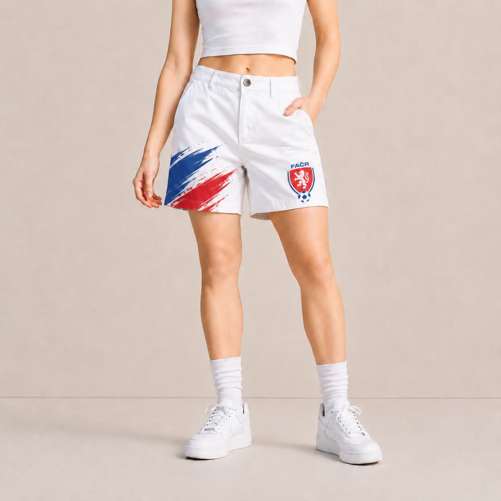 World Cup 2026 Czech Republic Football Fan Printed Twill Shorts
