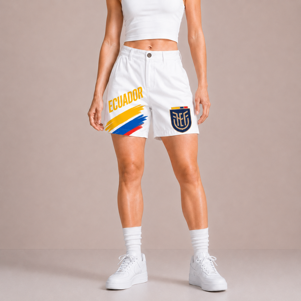 World Cup 2026 Ecuador Football Fan Printed Twill Shorts