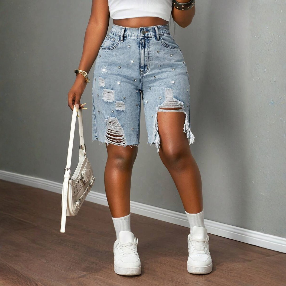 And Low Loose Ripped Denim Shorts High Waist Low Waist Autumn Vintage For Women