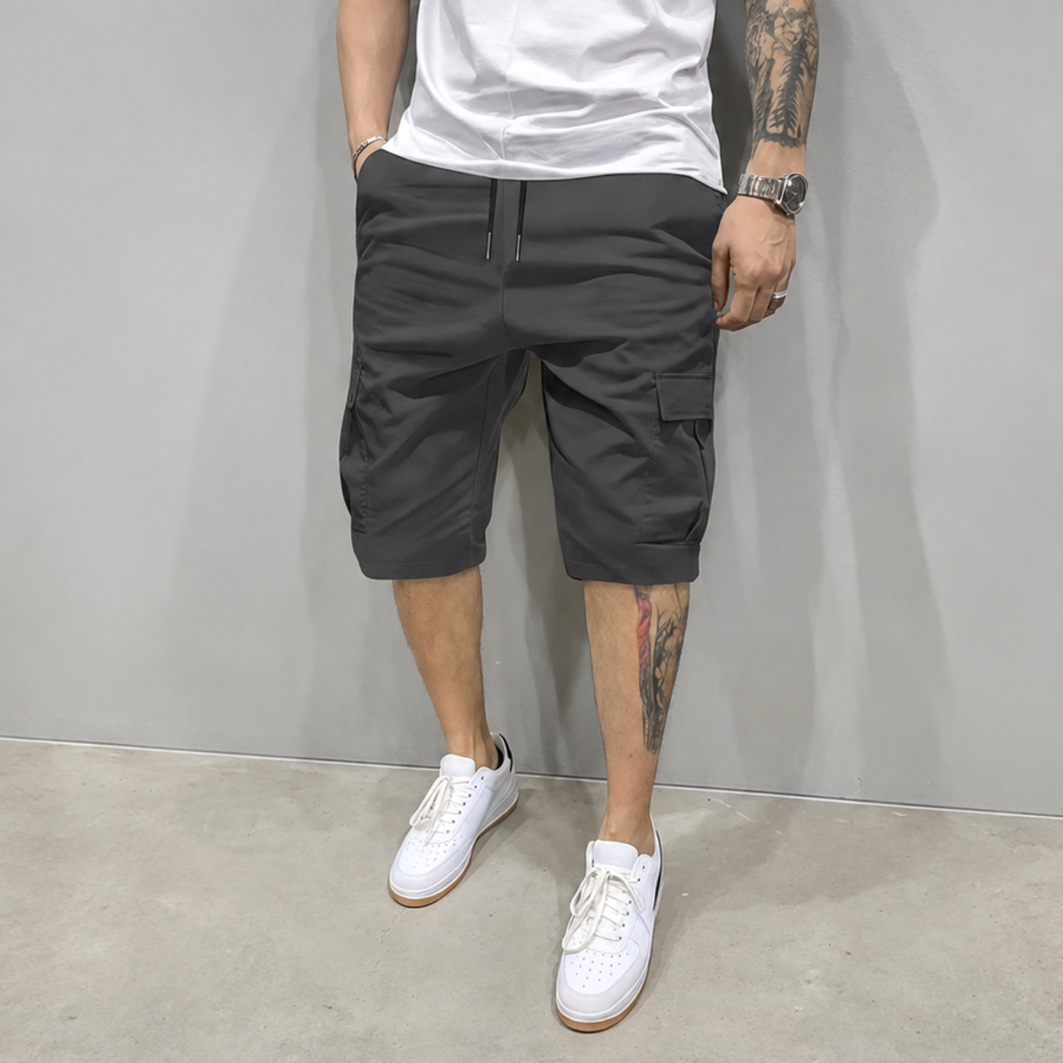 Casual Cargo Lightweight Shorts With Drawstring For Men