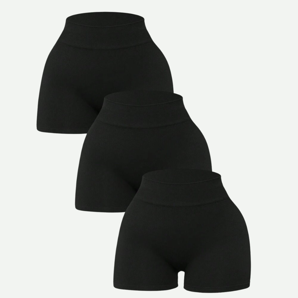Pack Of 3 Solid Color High Workout Shorts For Women