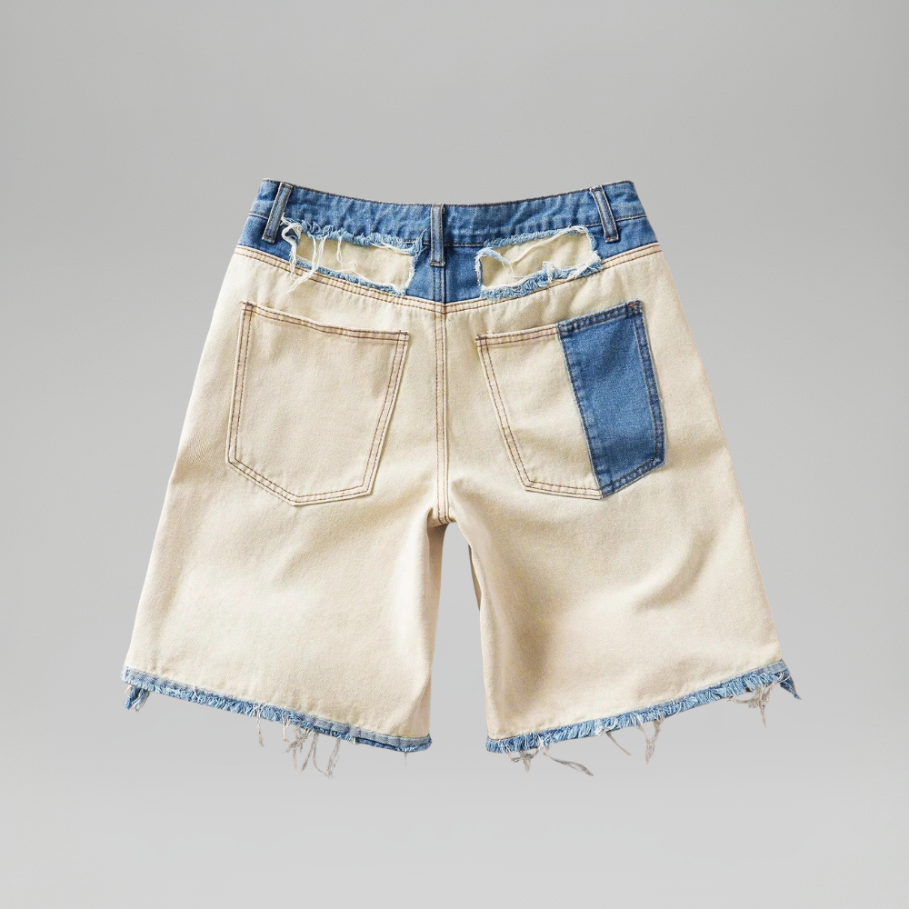 Men’s Faded Light Wash Loose Fit Denim Shorts