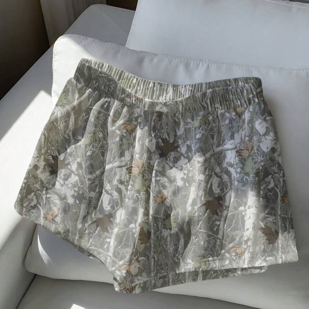 Casual And Vintage Camo Tree Branch Print Mid For Women
