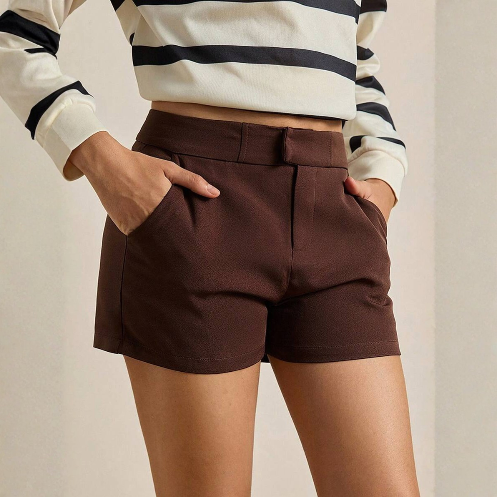 Solid And Color Casual Shorts Fashionable For Women