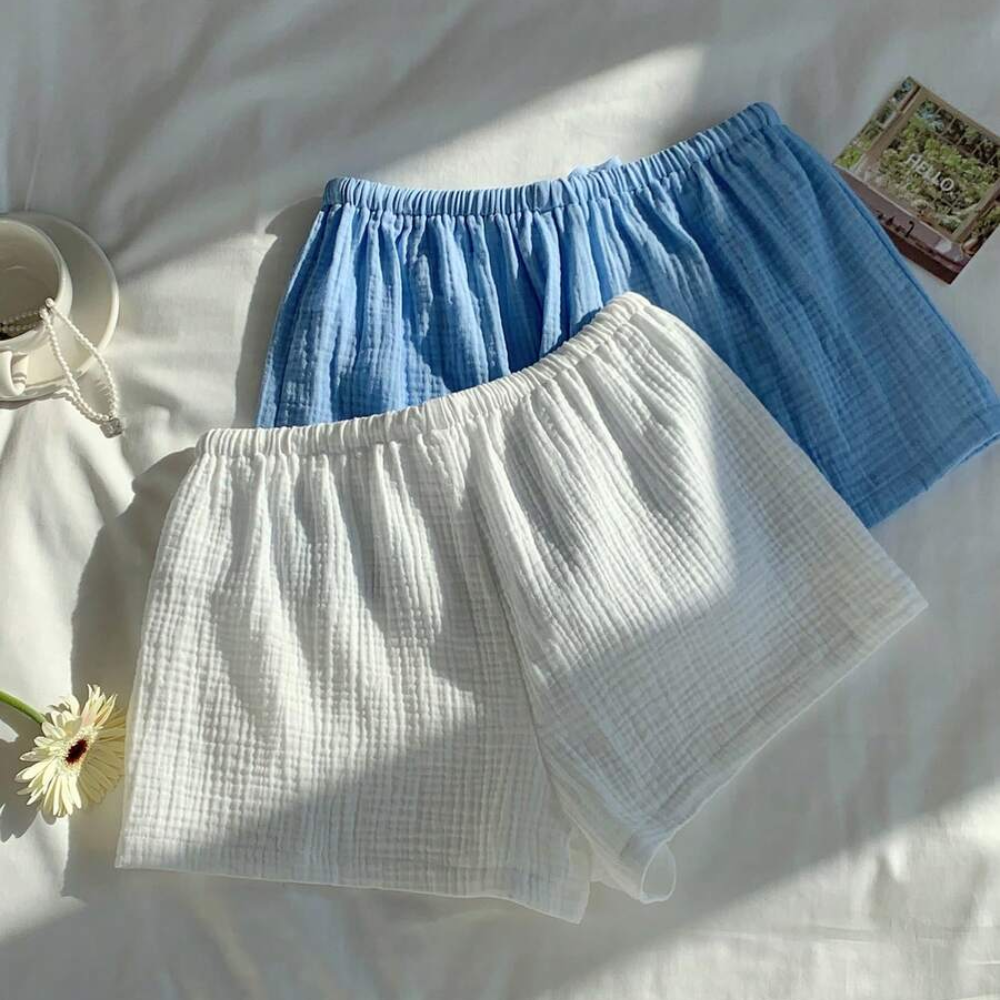 Pack Of 2 Striped Linen Shorts For Women