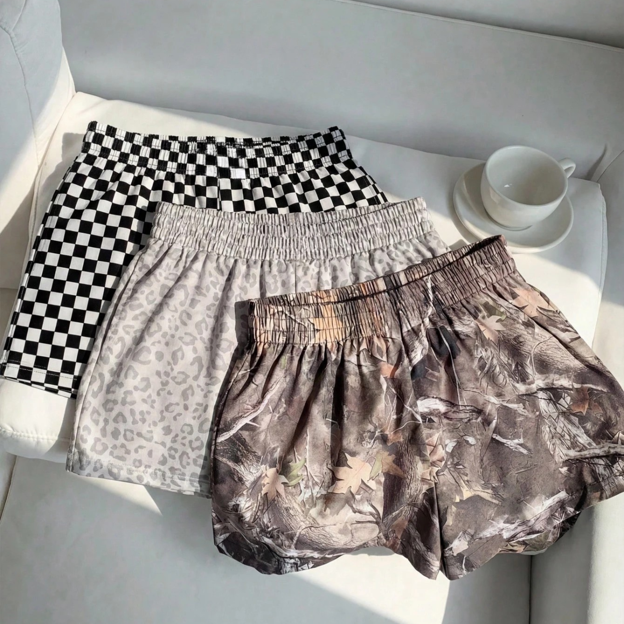 3 Pieces Casual Printed Summer Shorts Set