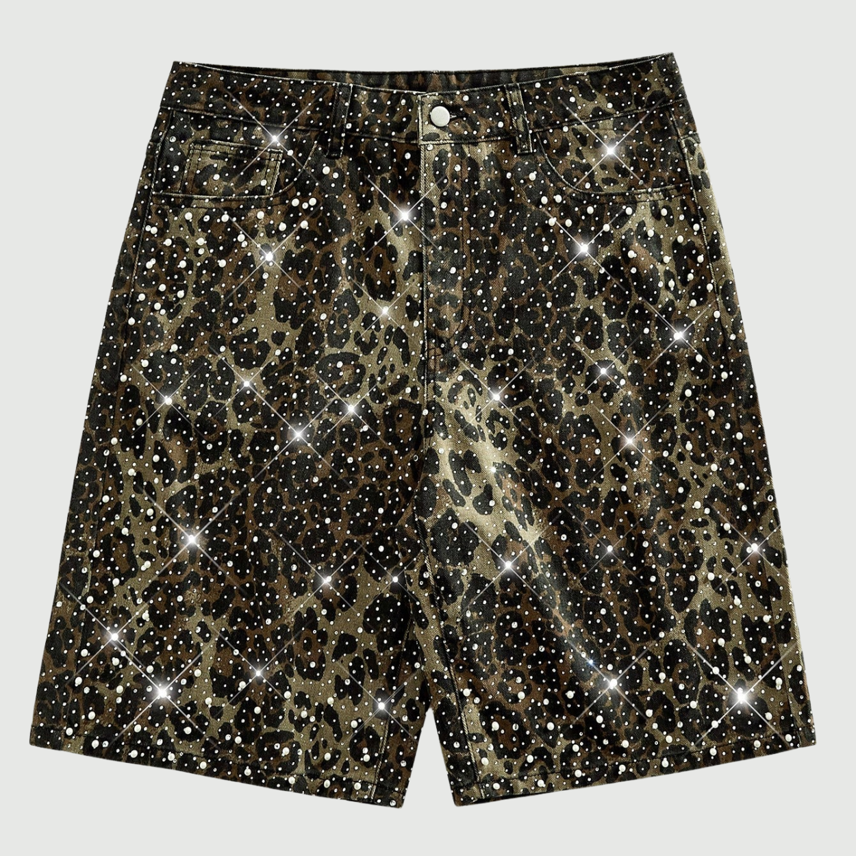 Sparkling Diamond Star Patch Casual Denim Shorts