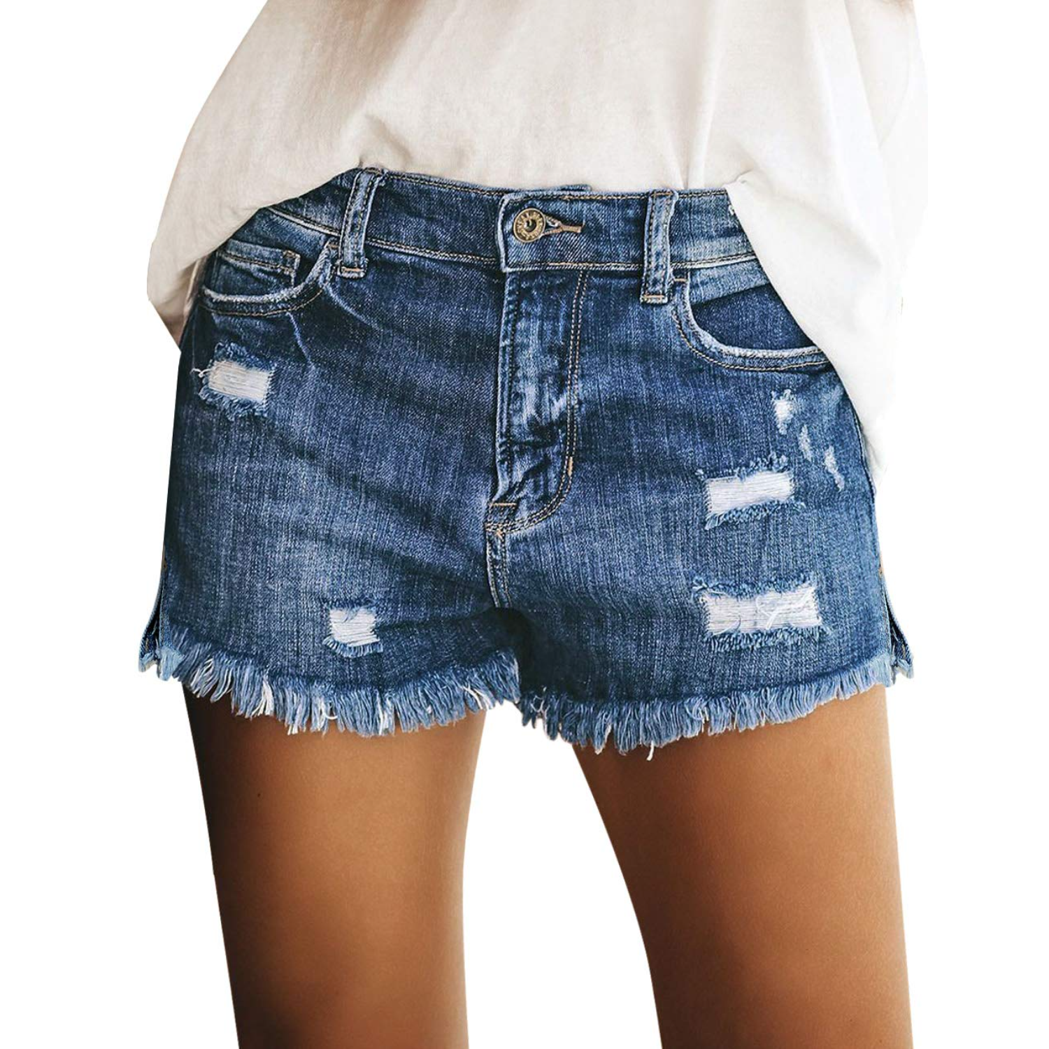 Ripped Summer Denim Shorts For Women