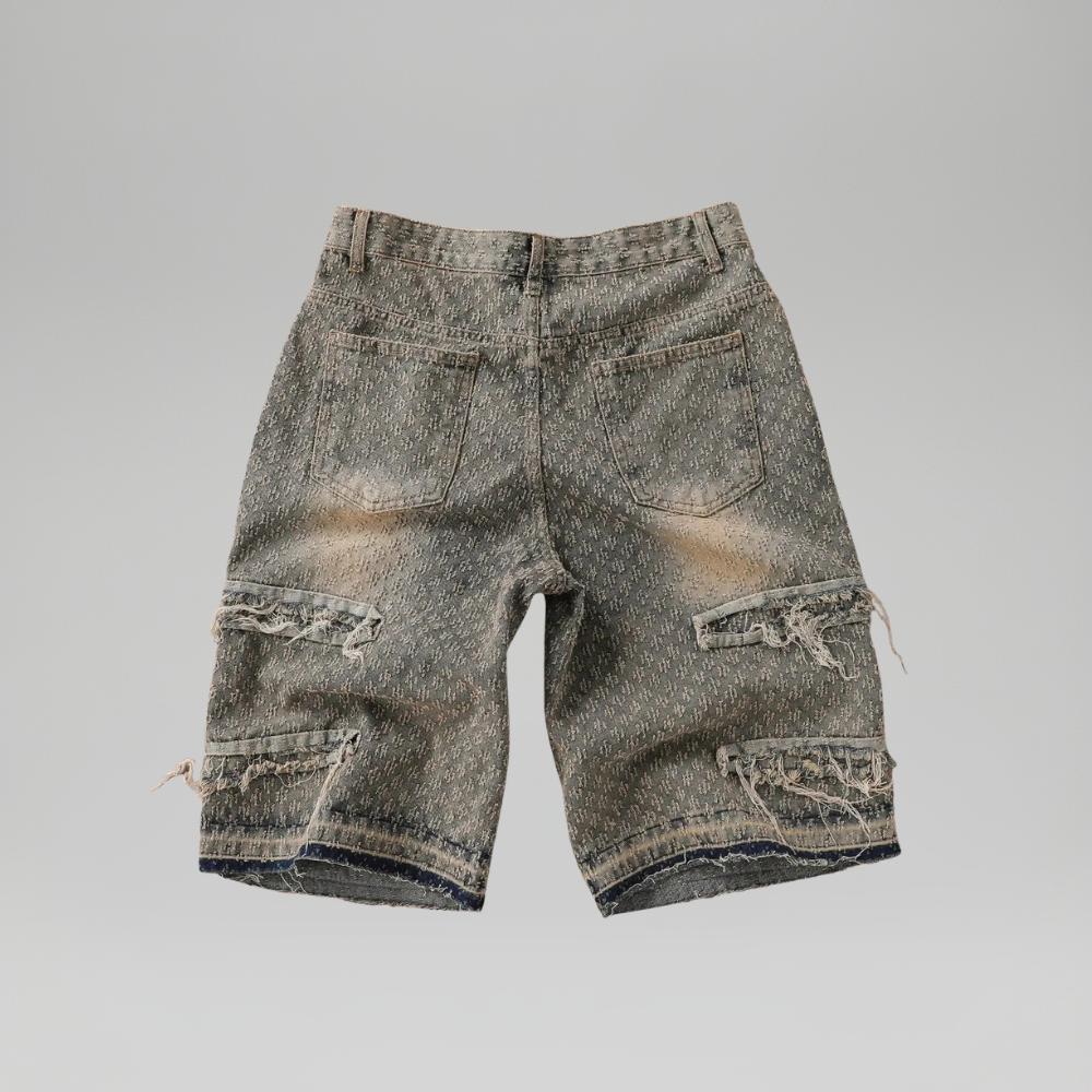 Men’s Faded Light Wash Loose Fit Denim Shorts