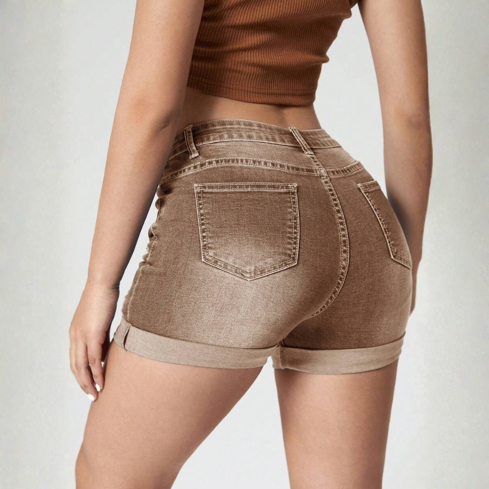High Waist Frayed Edge Denim Shorts For Womens