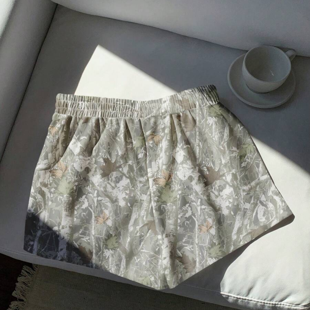 Casual And Vintage Camo Tree Branch Print Mid For Women