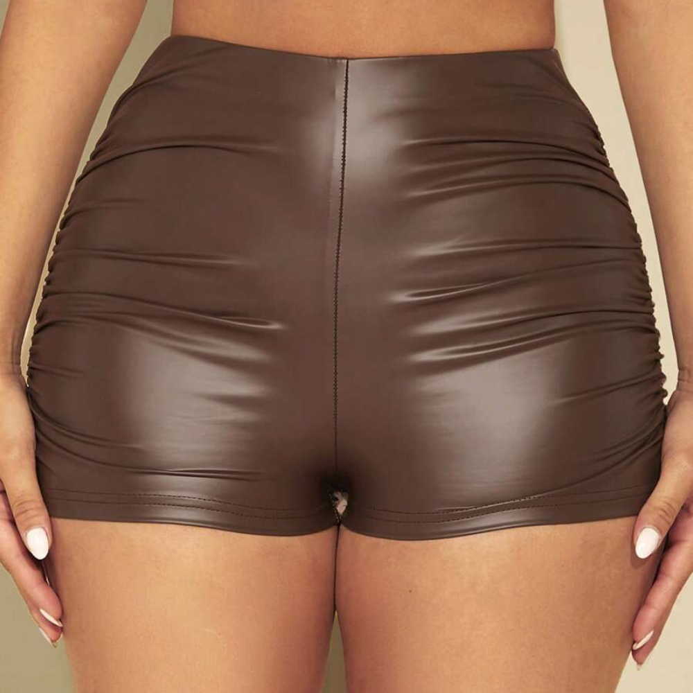 Mid Rise Ruched Slim Fit Shorts For Everyday Wear