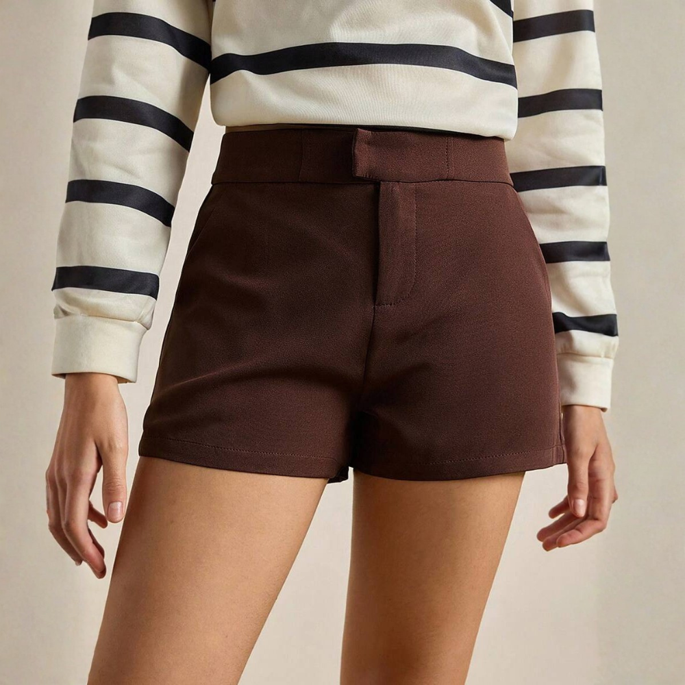 Solid And Color Casual Shorts Fashionable For Women