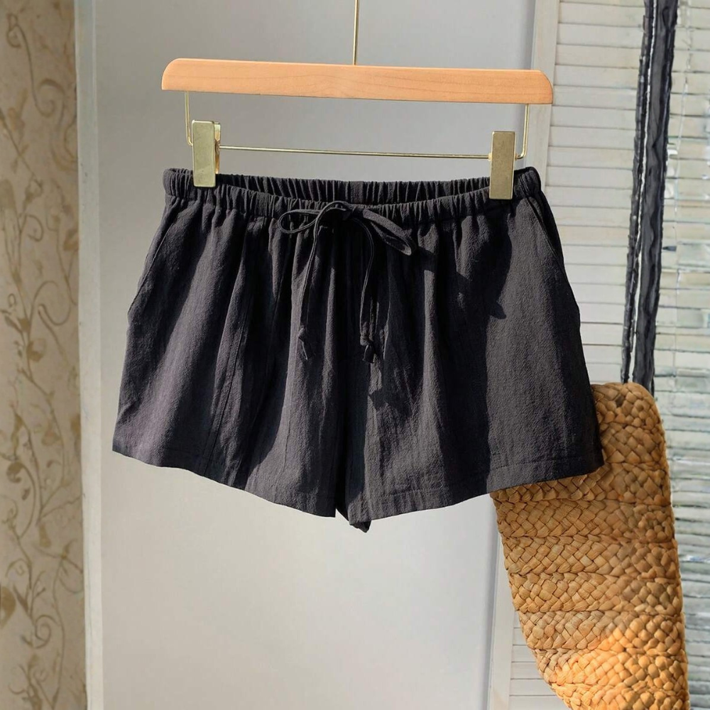 Casual And Loose Drawstring Solid Color Shorts Everyday For Women