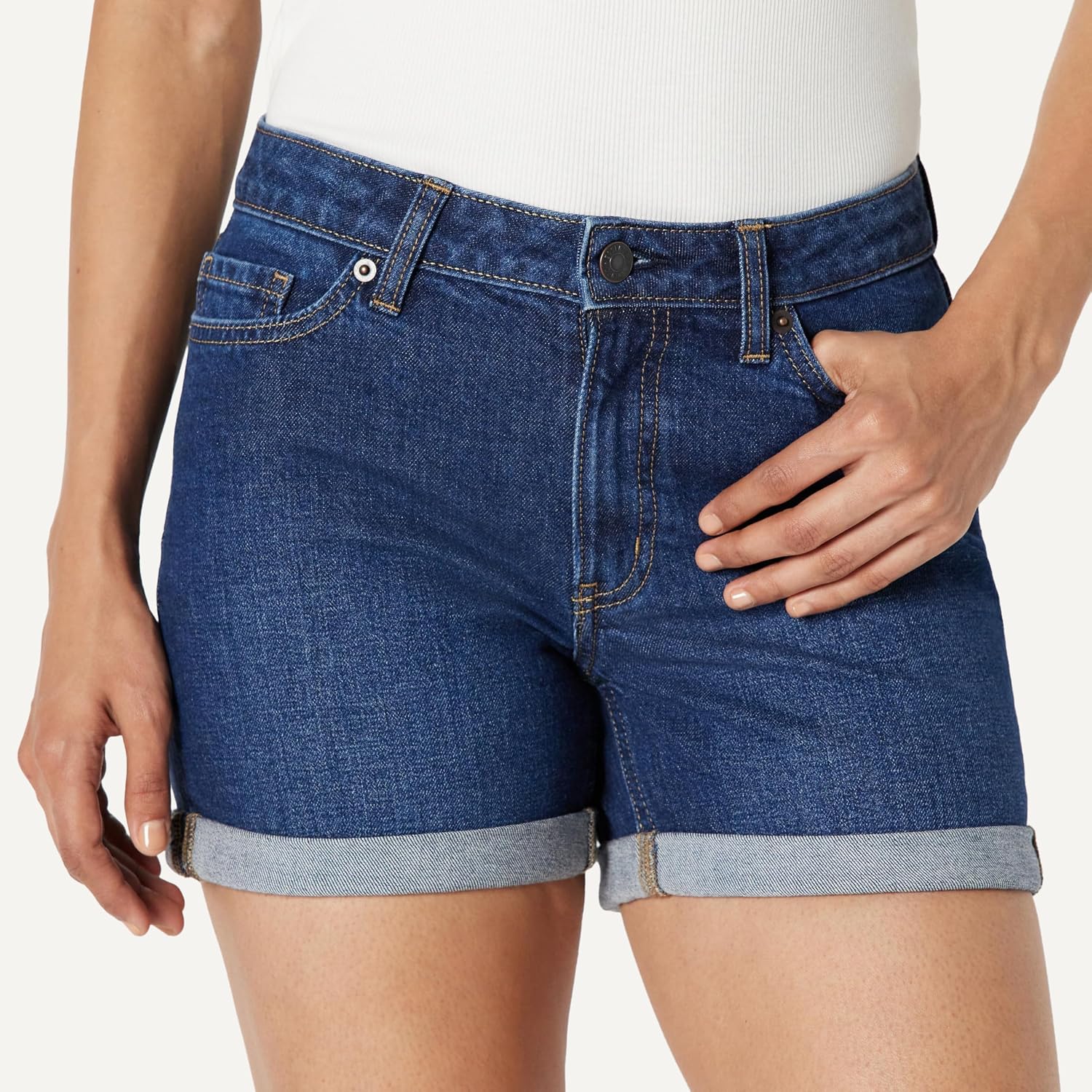 Mid Rise Denim Shorts For Women