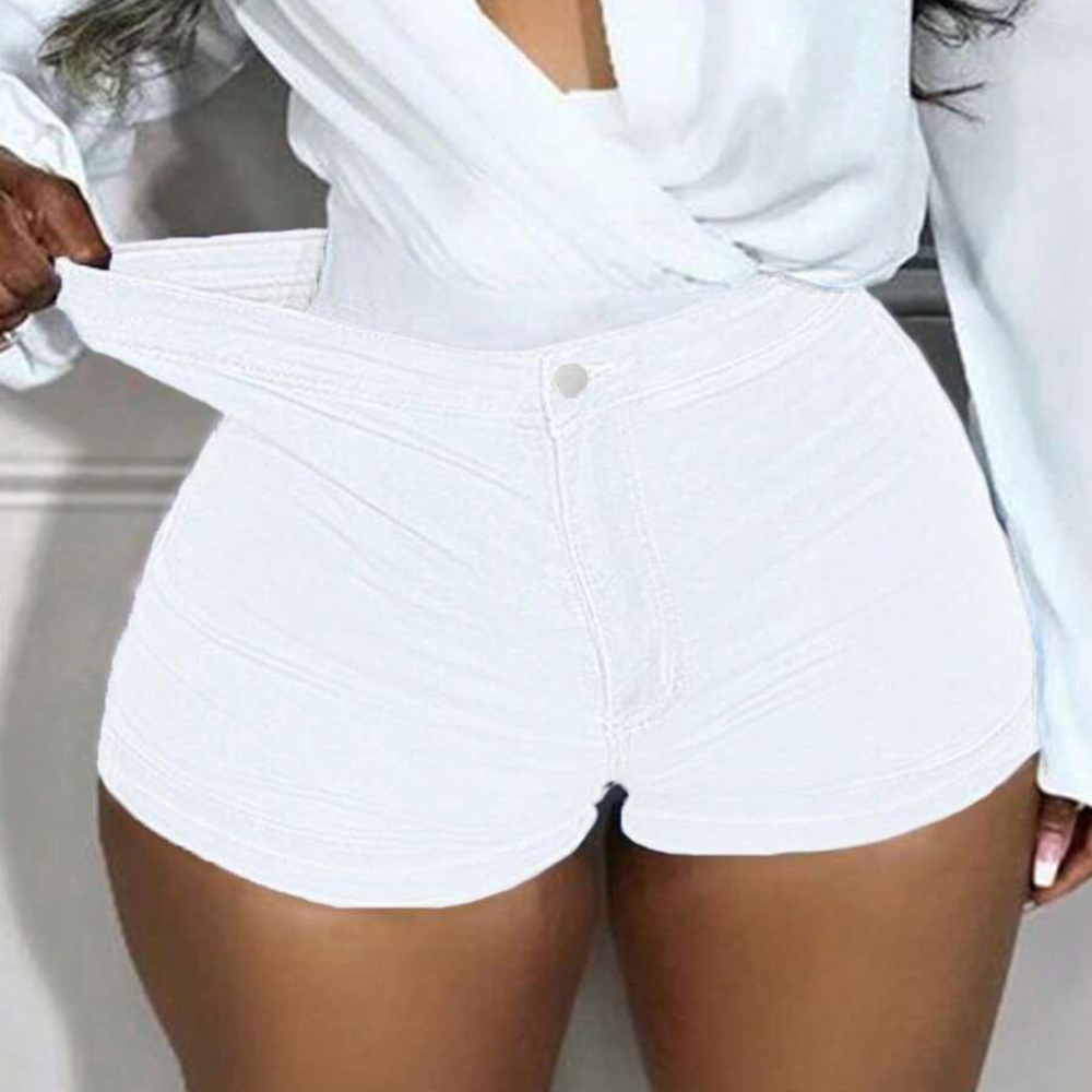 High Waisted Stretchy Denim Dressy Butt Lifting Shorts For Women