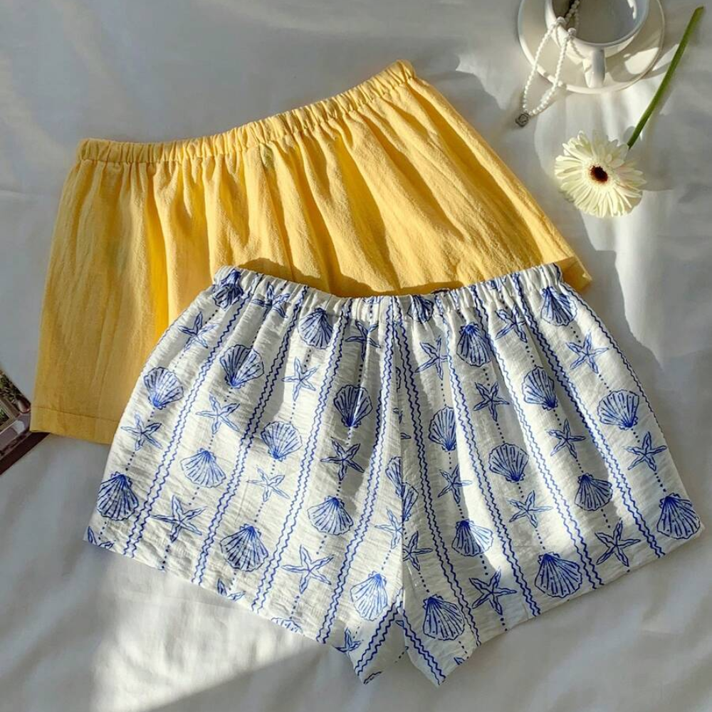 Pack Of 2 Striped Linen Shorts For Women