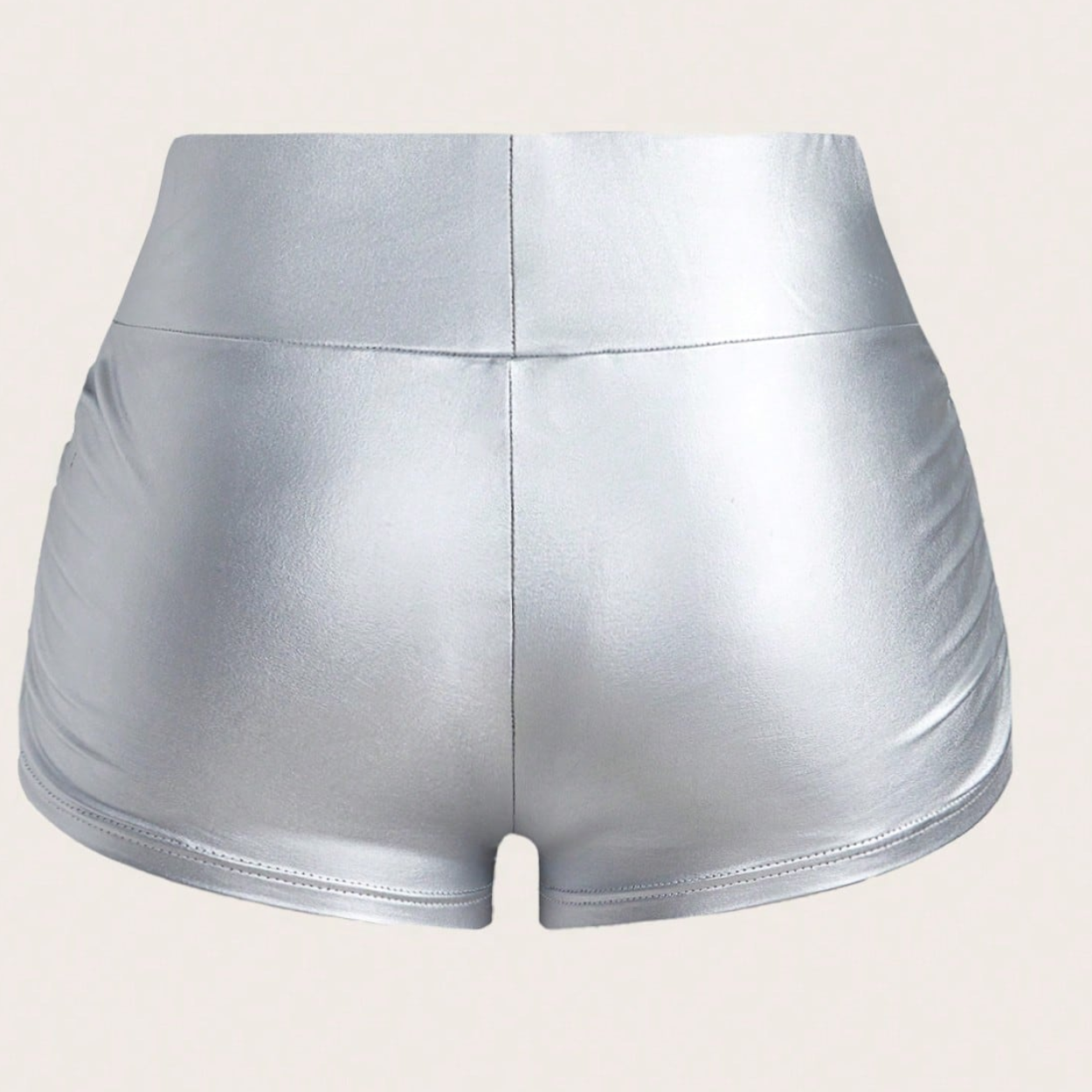 Casual Fitted Ruched Leather Shorts For Women
