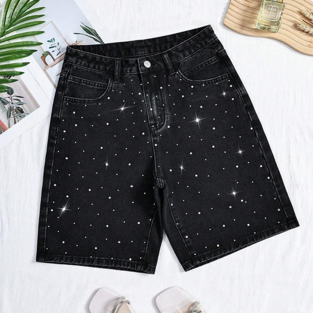 Washed Straight Denim Shorts For Women