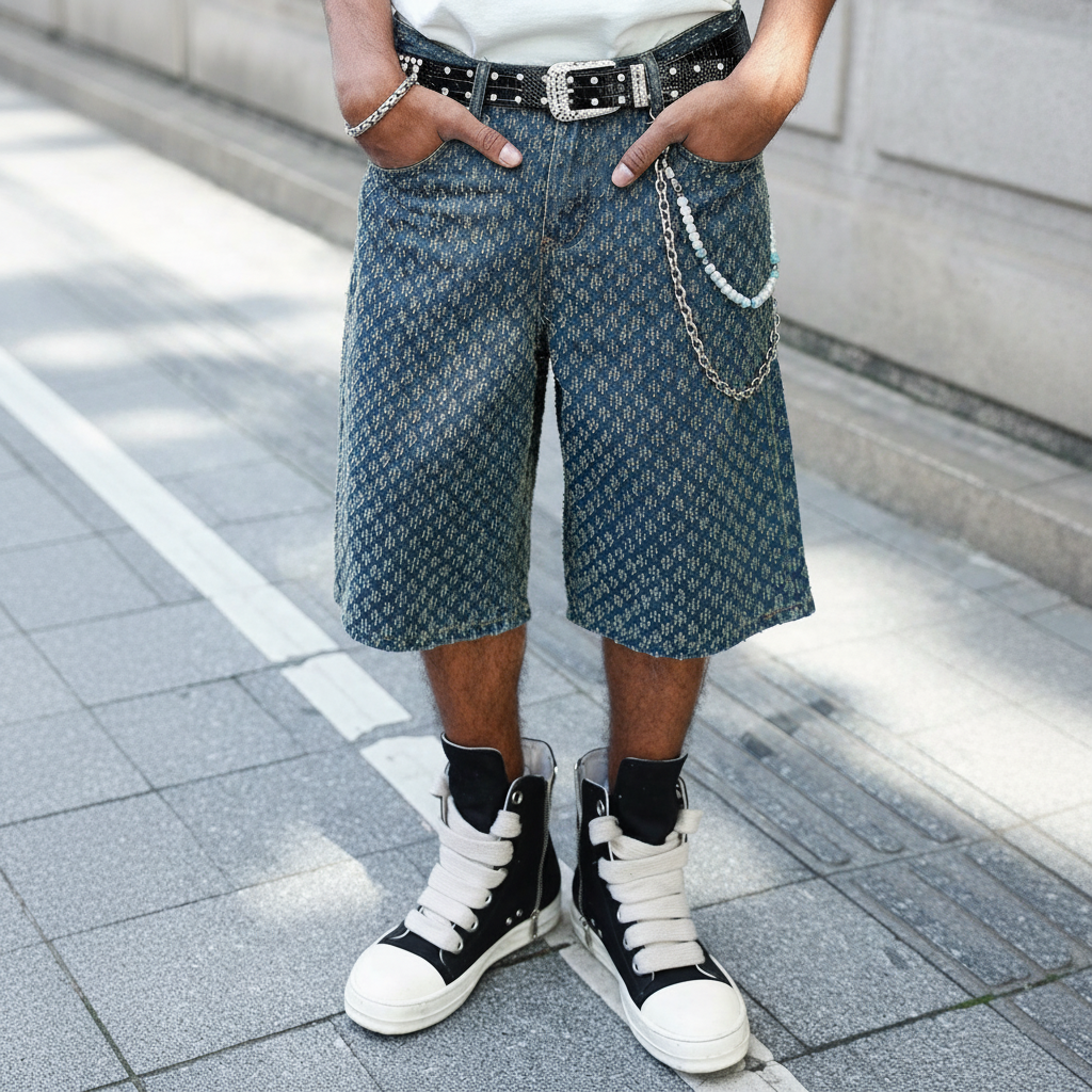 Loose Fit Vintage Washed Casual Denim Shorts For Men