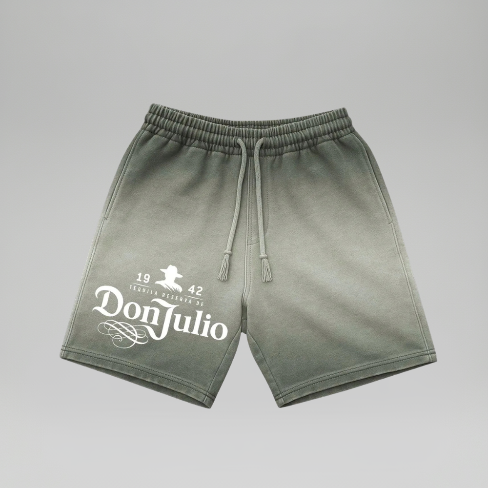 Men’s Gradient Washed Graphic Print Cotton Shorts