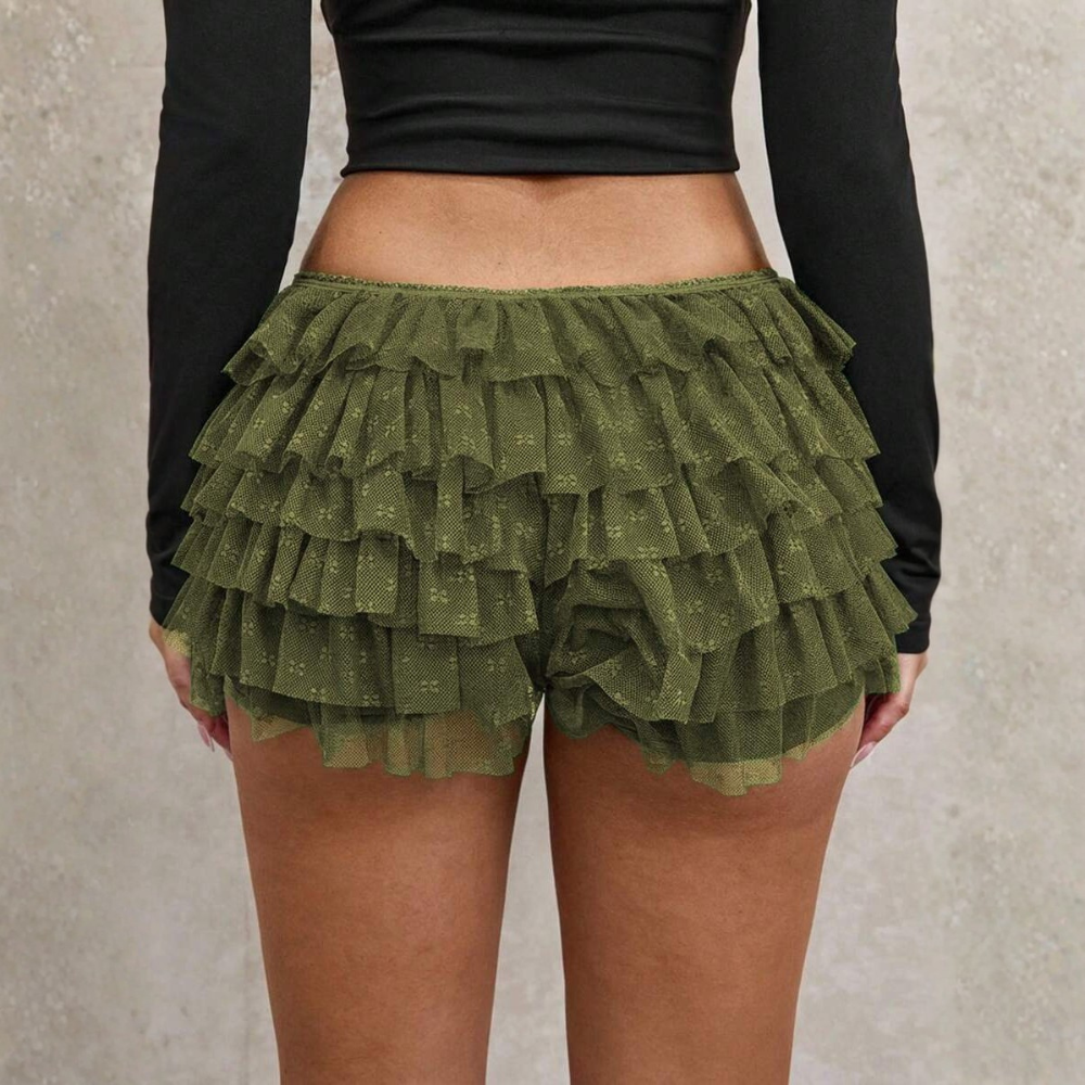 Summer Lace Ruffle Low Waist Shorts For Women