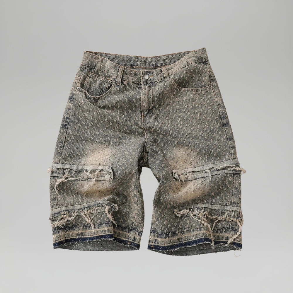 Men’s Faded Light Wash Loose Fit Denim Shorts