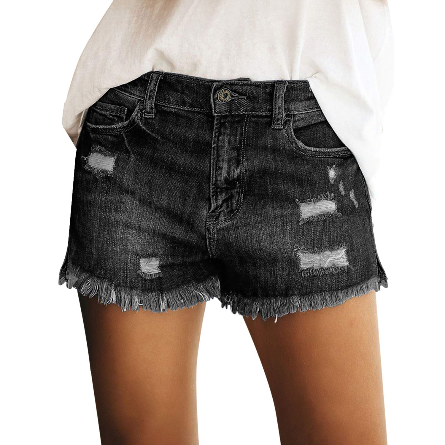 Ripped Summer Denim Shorts For Women