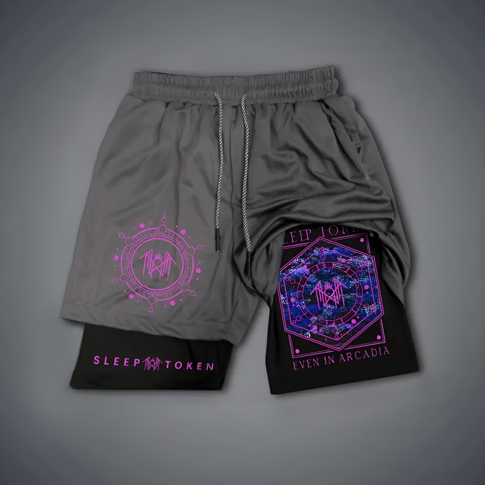 Sleep Token Compression Training Shorts Slim Fit Summer Outfit Graphic Double-Layer Sports Shorts Elastic