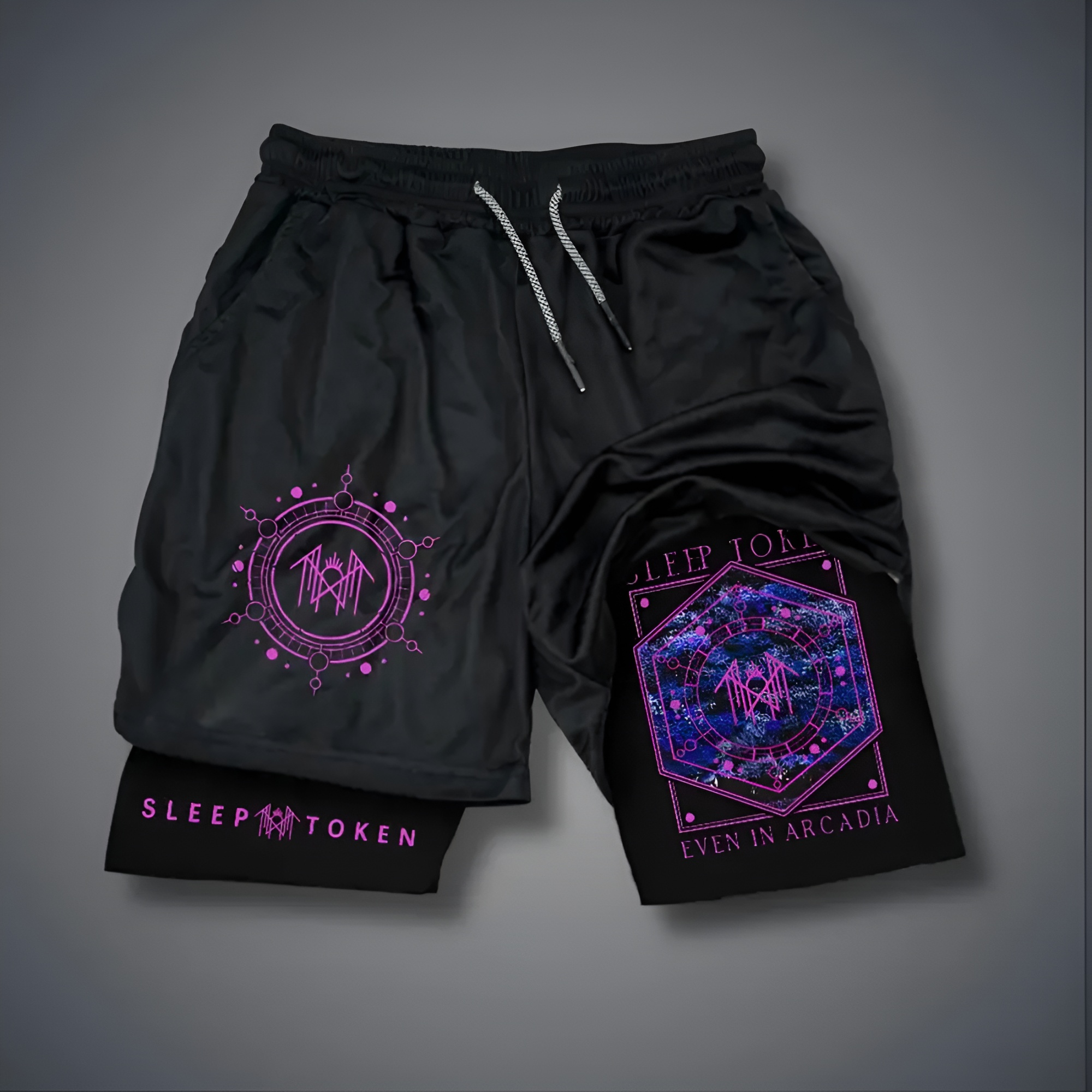 Sleep Token Compression Training Shorts Slim Fit Summer Outfit Graphic Double-Layer Sports Shorts Elastic