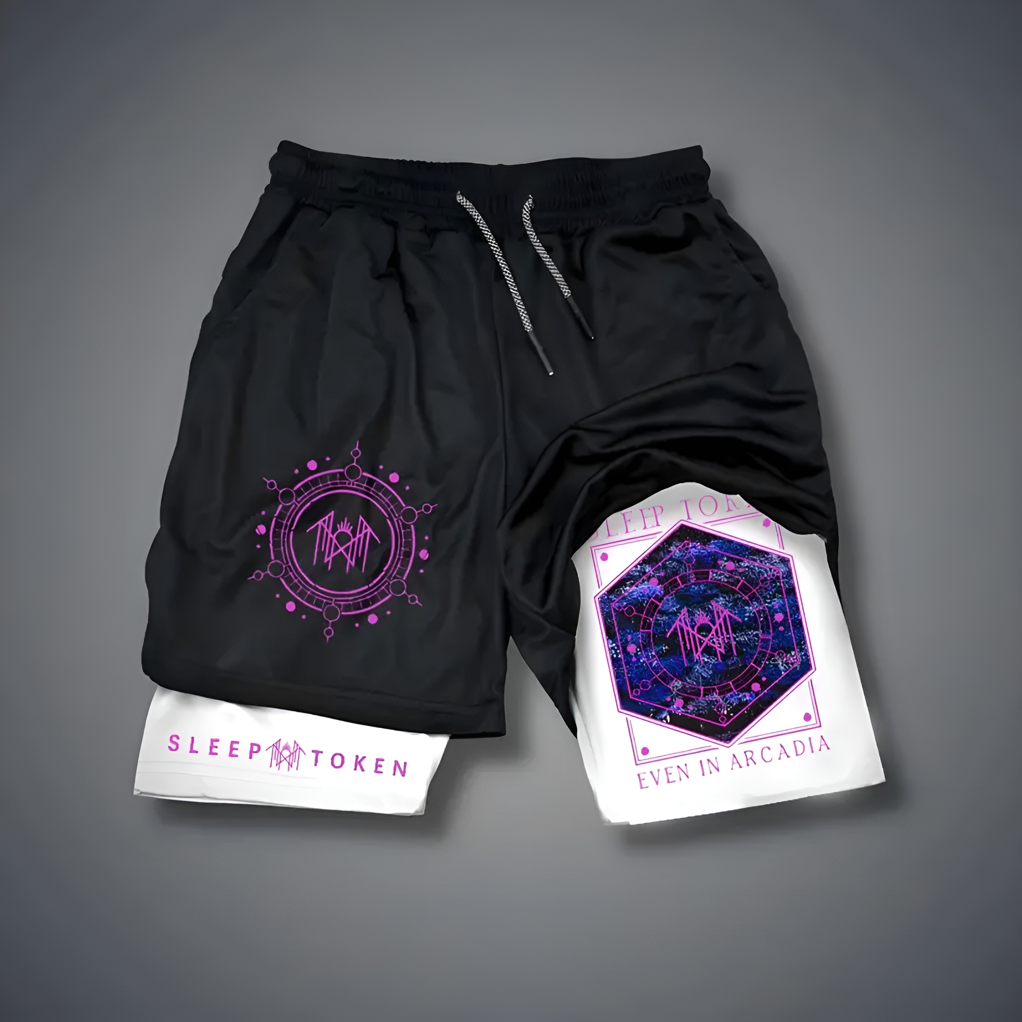 Sleep Token Compression Training Shorts Slim Fit Summer Outfit Graphic Double-Layer Sports Shorts Elastic