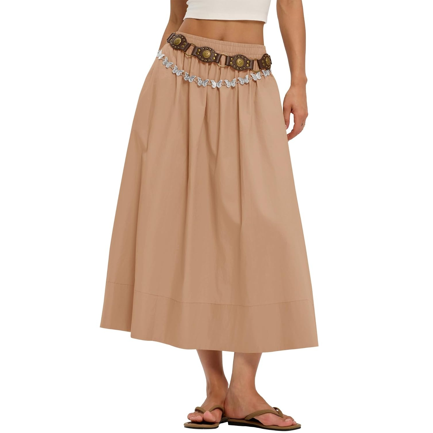 Cotton Boho Summer Beach Casual Elastic Waist Dress For Women