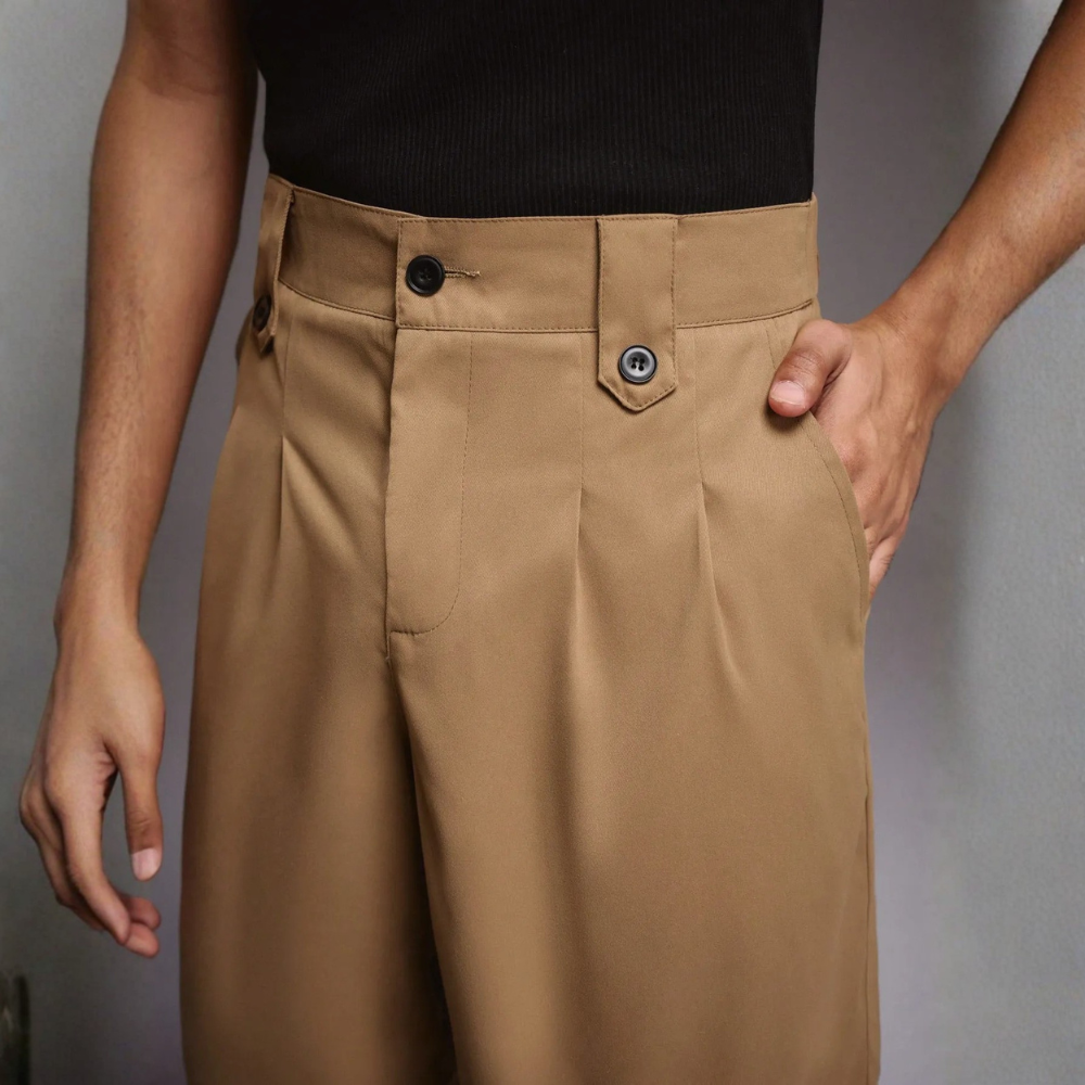 Men’s Striped Pleated Loose Fit Casual Shorts