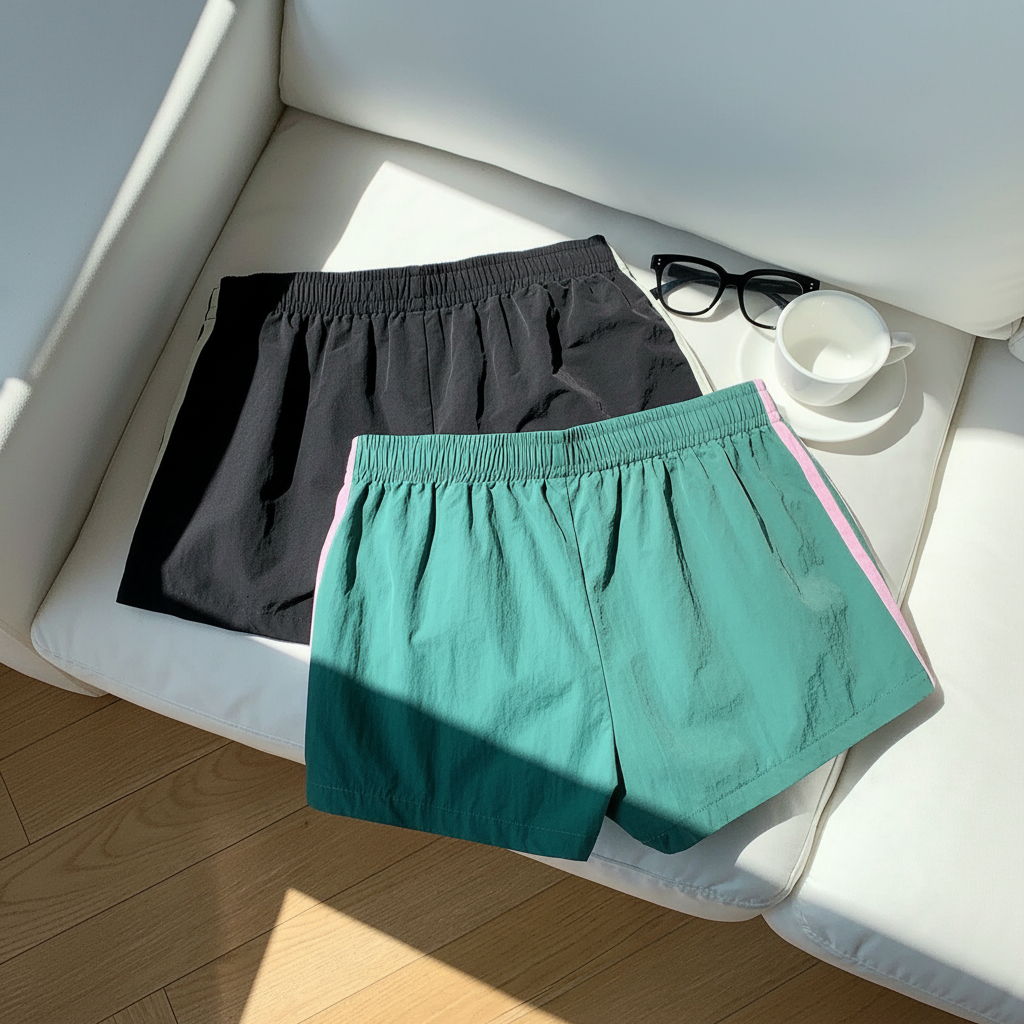 2 Pieces Summer Casual And Versatile Stripe Sports Shorts For Women