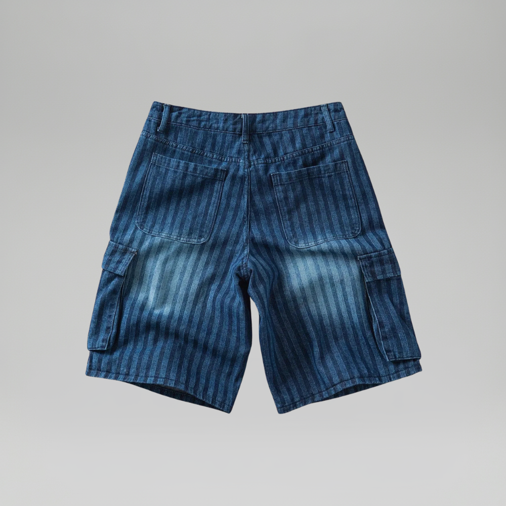 Men’s Faded Light Wash Loose Fit Denim Shorts