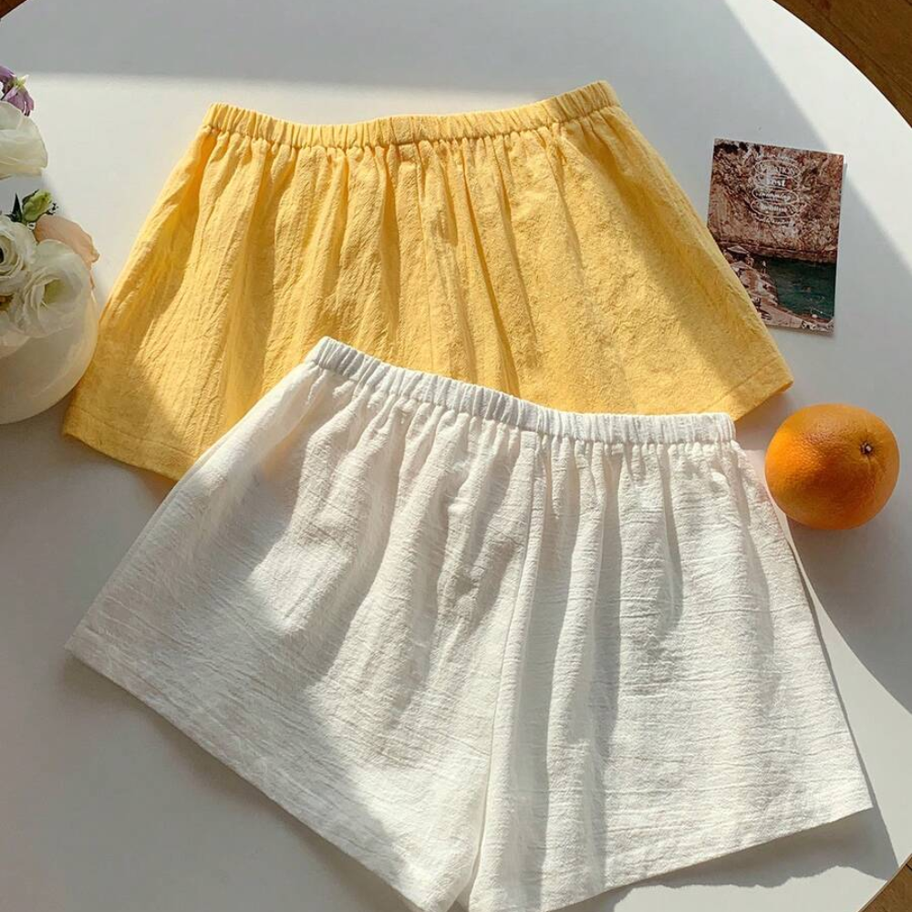 Pack Of 2 Striped Linen Shorts For Women