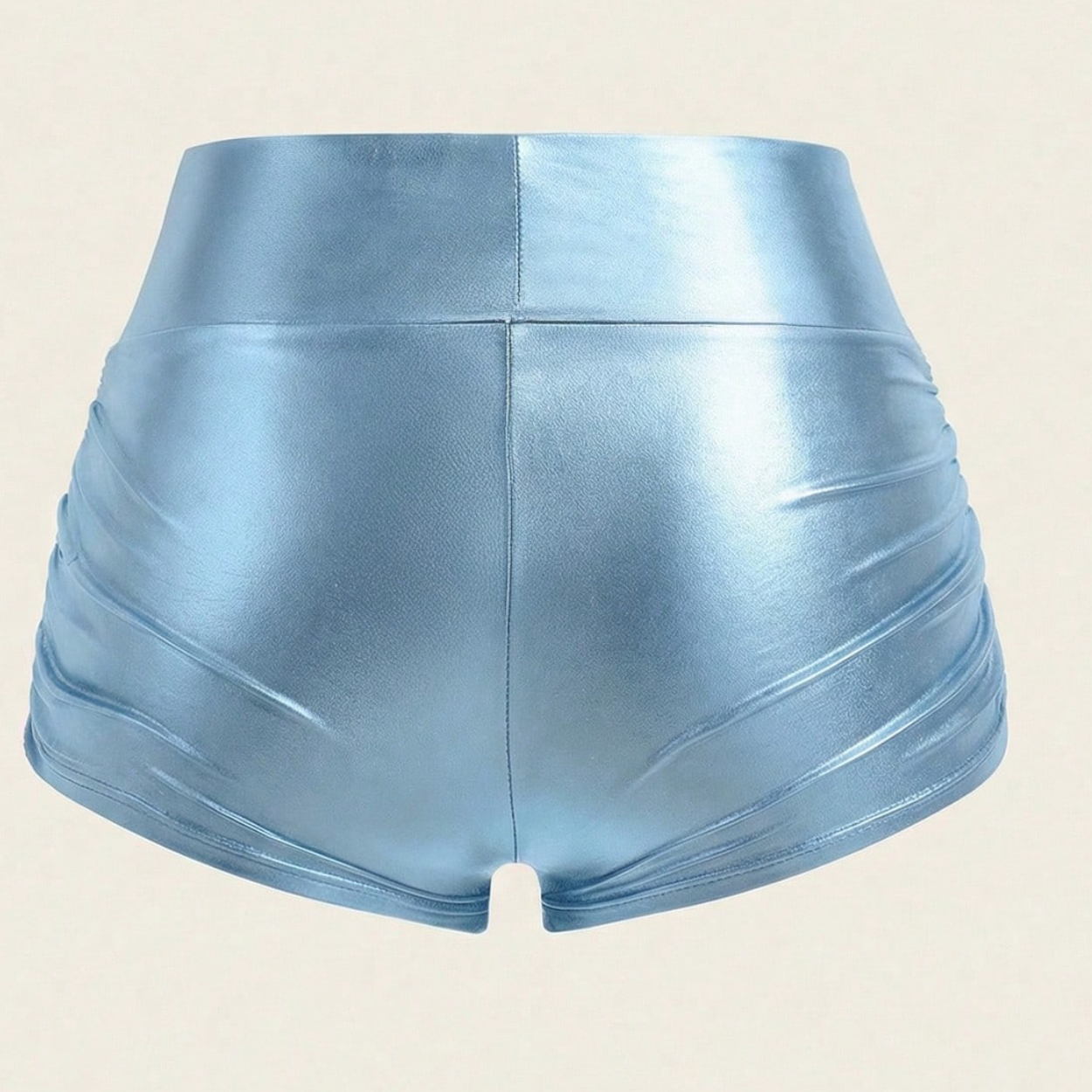 Casual Fitted Ruched Leather Shorts For Women