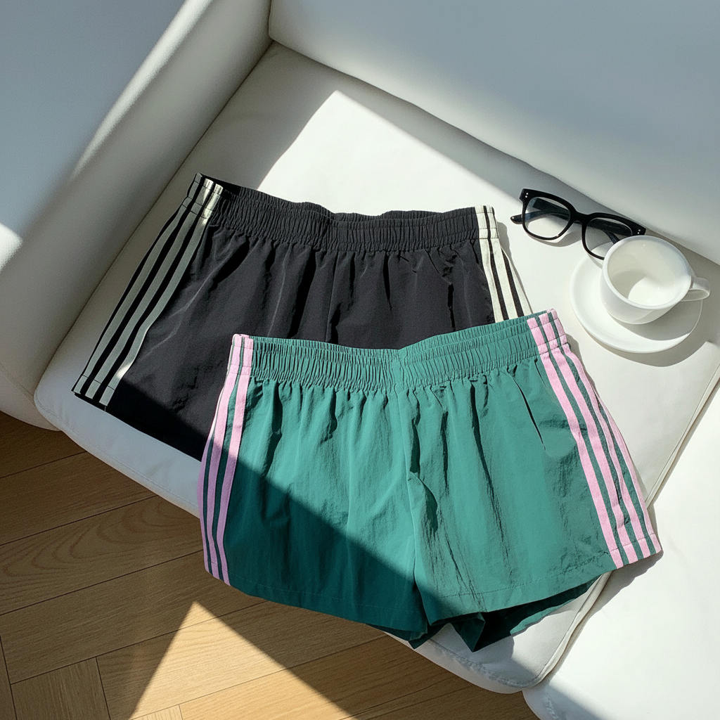 2 Pieces Summer Casual And Versatile Stripe Sports Shorts For Women