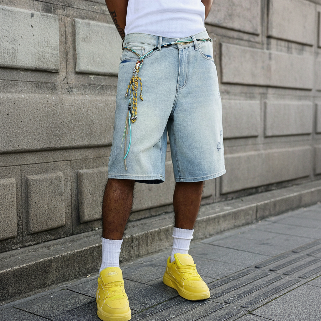 Loose Fit Vintage Washed Casual Denim Shorts For Men